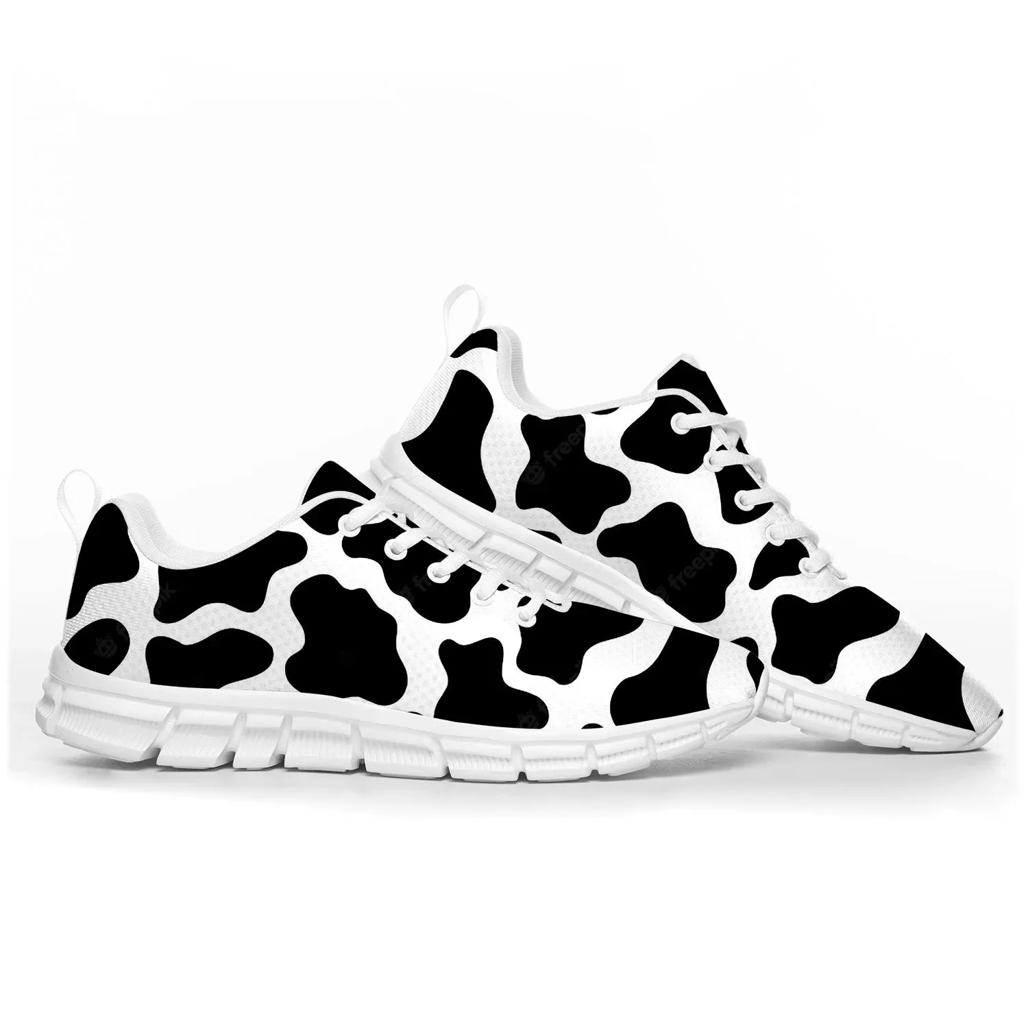 Men'S Shoes Black And White - Sepatu Olahraga Pola 3D Gambar Sapi