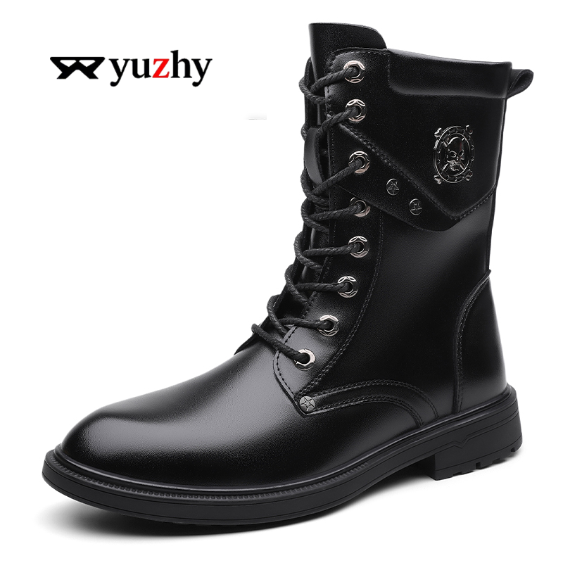 Men'S Shoes Black And White - Sepatu Boots Platform Sol Tebal Unisex