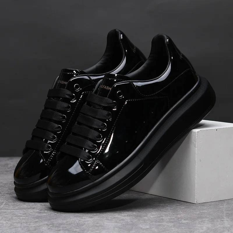 Men'S Shoes Black And White - Sepatu Pria Merk Brand Hitam Mengkilap
