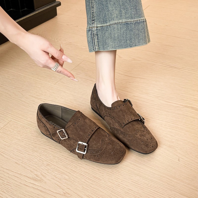 Monk Strap Shoe - Sepatu Wanita Retro Sepatu Monk Strap