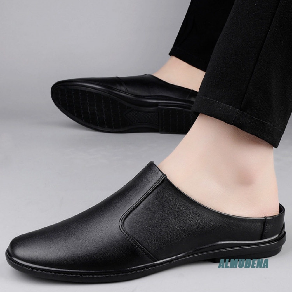 Sandal Bisnis Pria Minimalis T - Men'S Shoes Black And White ulasan dan harga