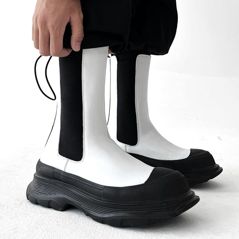Sepatu bot chelsea tinggi gaya - Men'S Shoes Black And White ulasan dan harga
