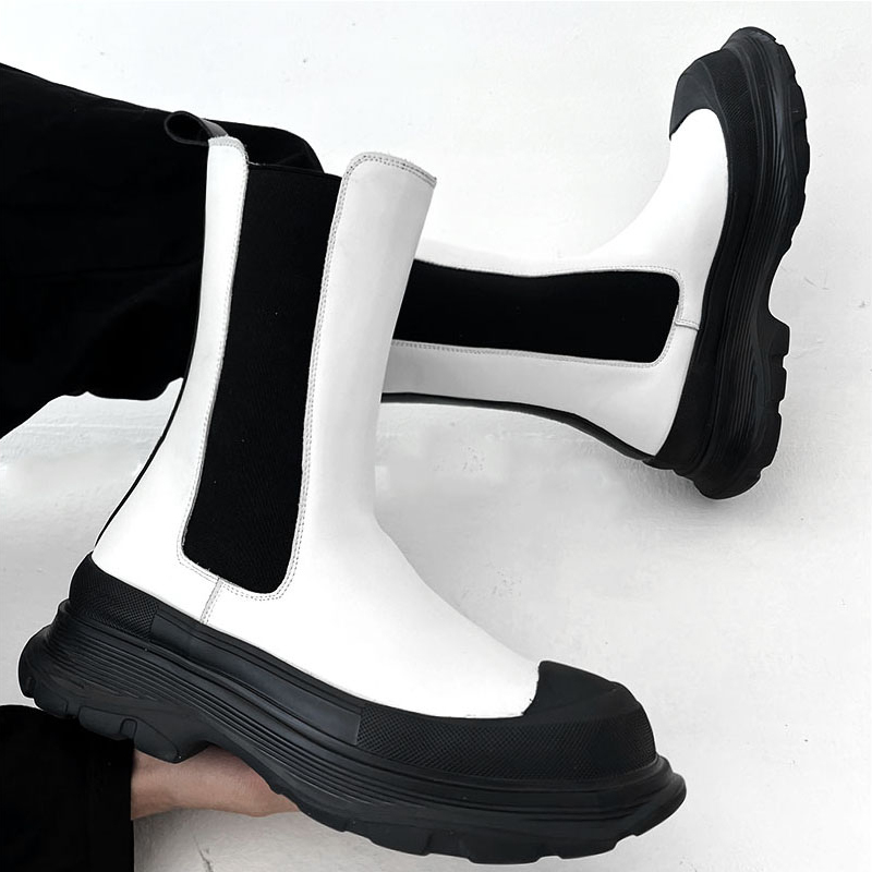 Sepatu bot chelsea tinggi gaya - Men'S Shoes Black And White ulasan dan harga