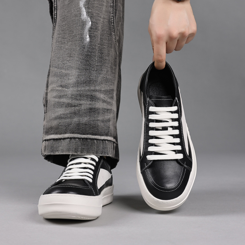 Sepatu Sneakers Platform Kulit - Men'S Shoes Black And White ulasan dan harga