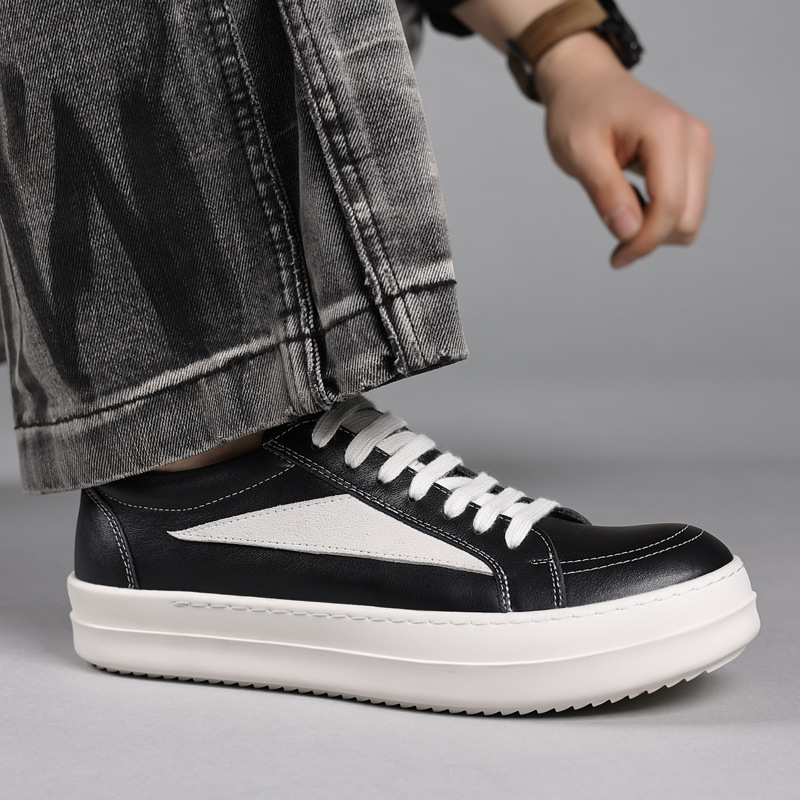 Sepatu Sneakers Platform Kulit - Men'S Shoes Black And White ulasan dan harga